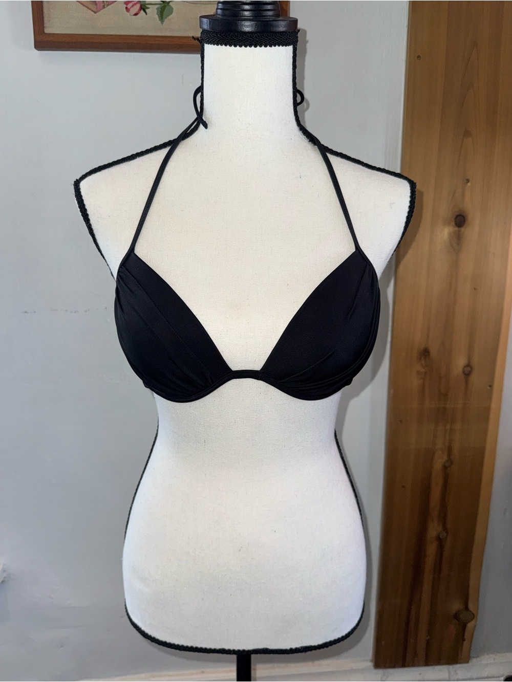Black Halter Push-Up Bikini Top